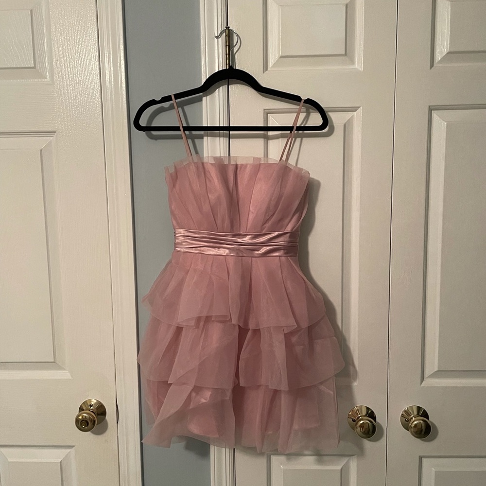 LM Collection blush formal mini dress
